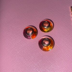 Pandora Rose gold and Orange Glass Murano (3 included)